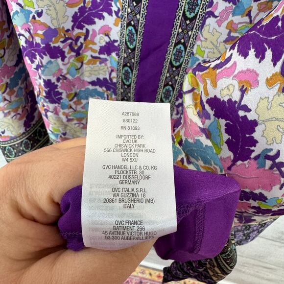 Susan Graver Plus Size Purple Floral Sleeveless Spring Blouse Size 2X - Picture 6 of 11